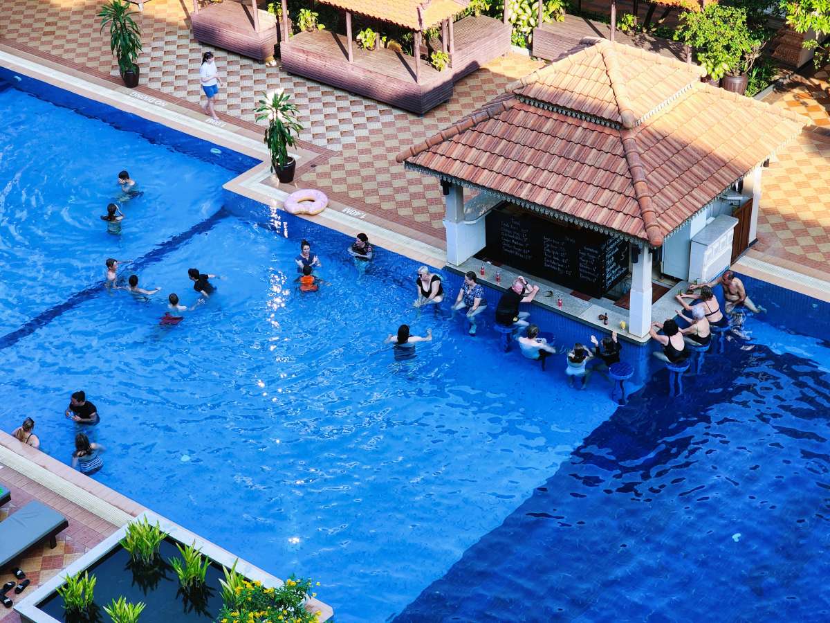 Guest playing at pool